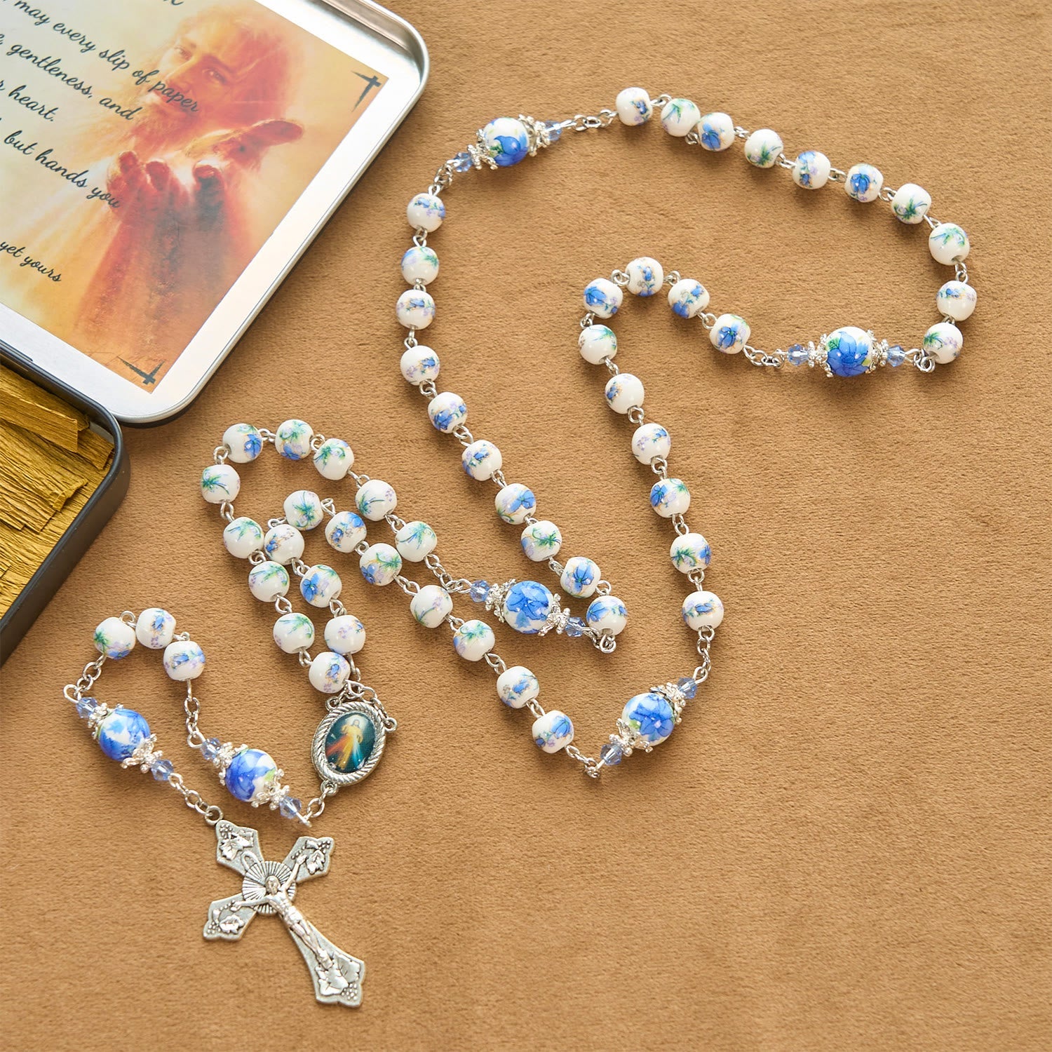 christiandiscipleshop Handmade Floral Lily of the Vally Beads Rosary: Divine Peace Gem