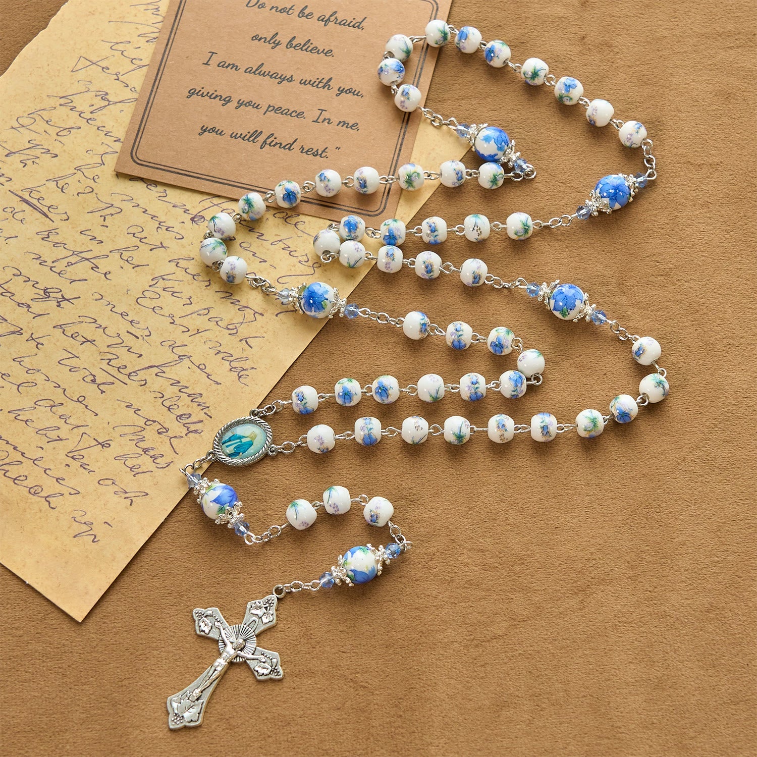 christiandiscipleshop Handmade Floral Lily of the Vally Beads Rosary: Divine Peace Gem