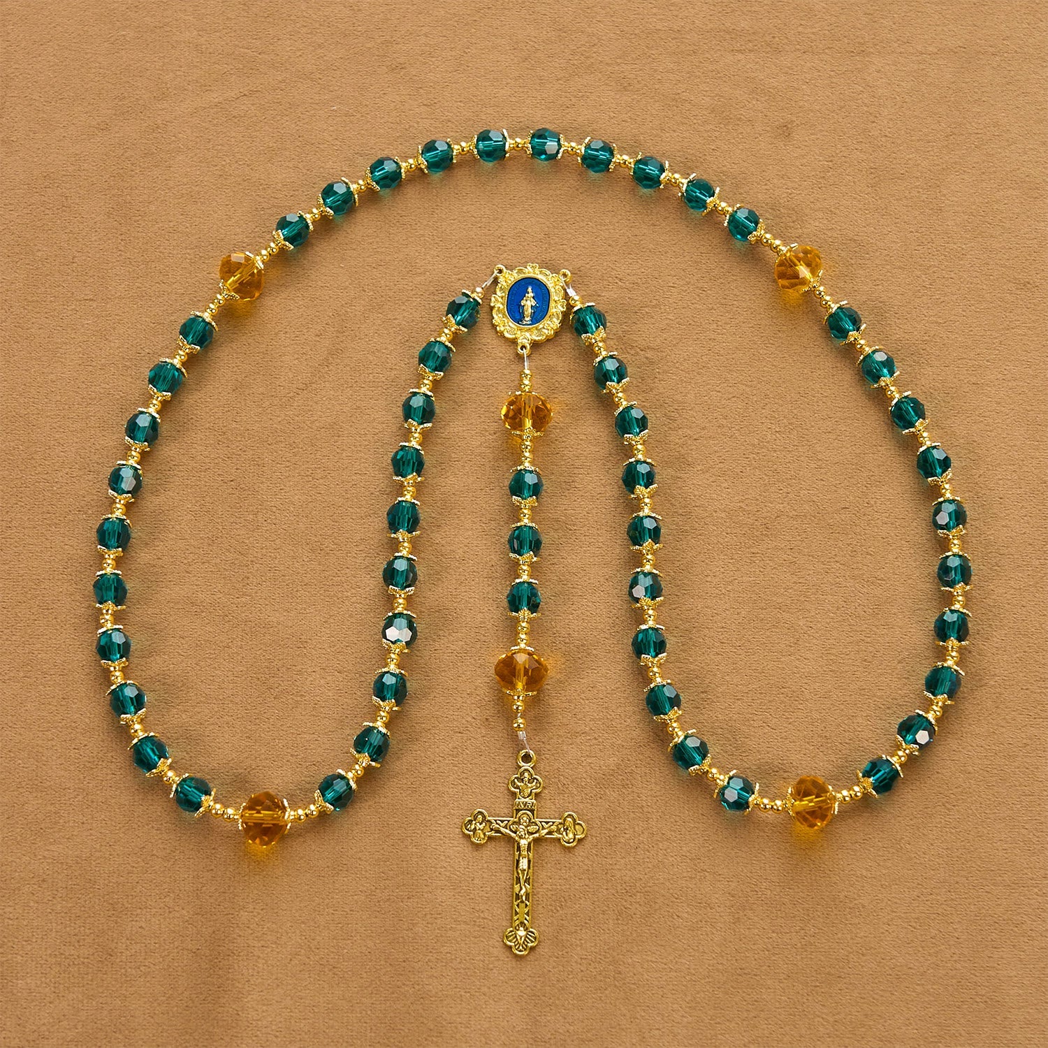 christiandiscipleshop Handmade Peacock Blue Crystal Beads Rosary: A Divine Delight for Holy Prayer