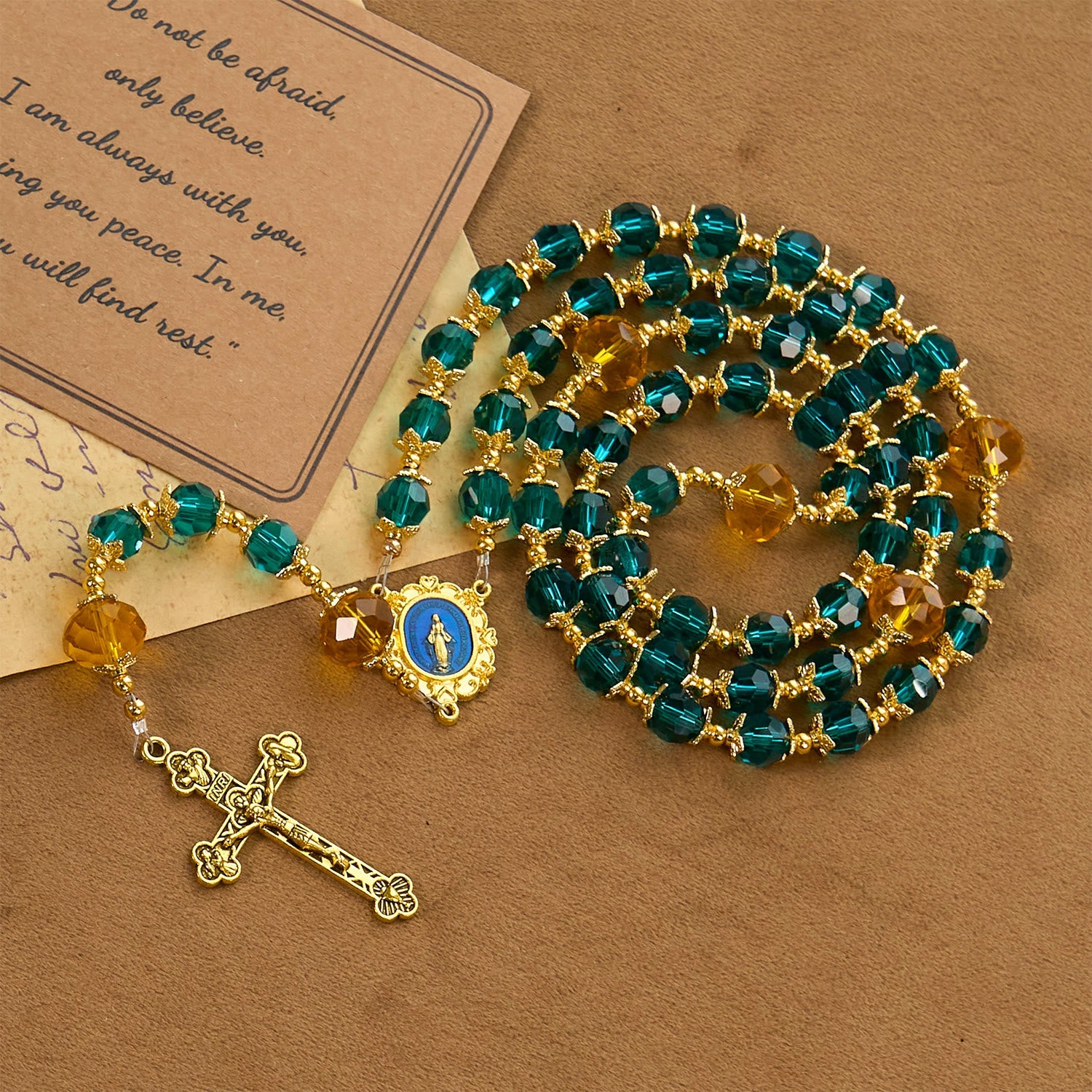 christiandiscipleshop Handmade Peacock Blue Crystal Beads Rosary: A Divine Delight for Holy Prayer