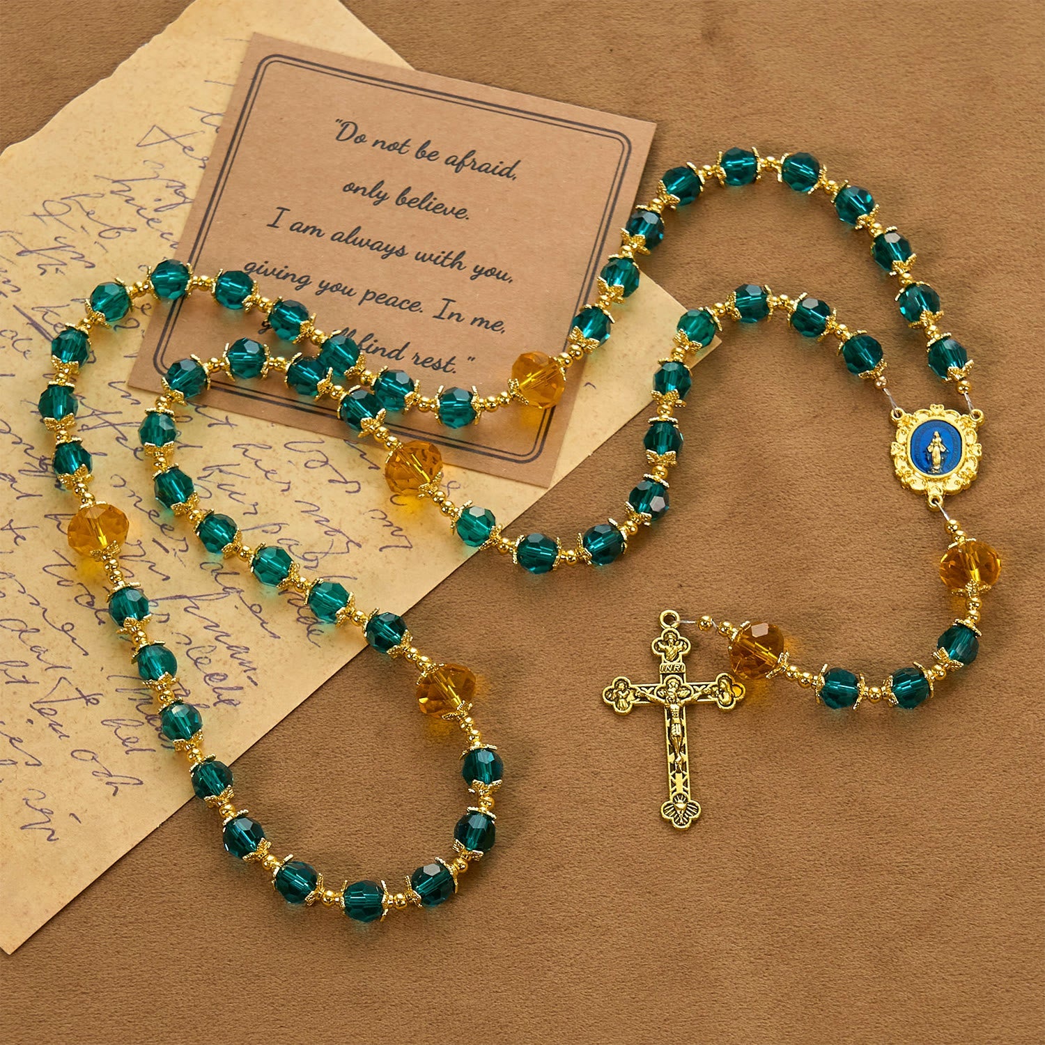 christiandiscipleshop Handmade Peacock Blue Crystal Beads Rosary: A Divine Delight for Holy Prayer