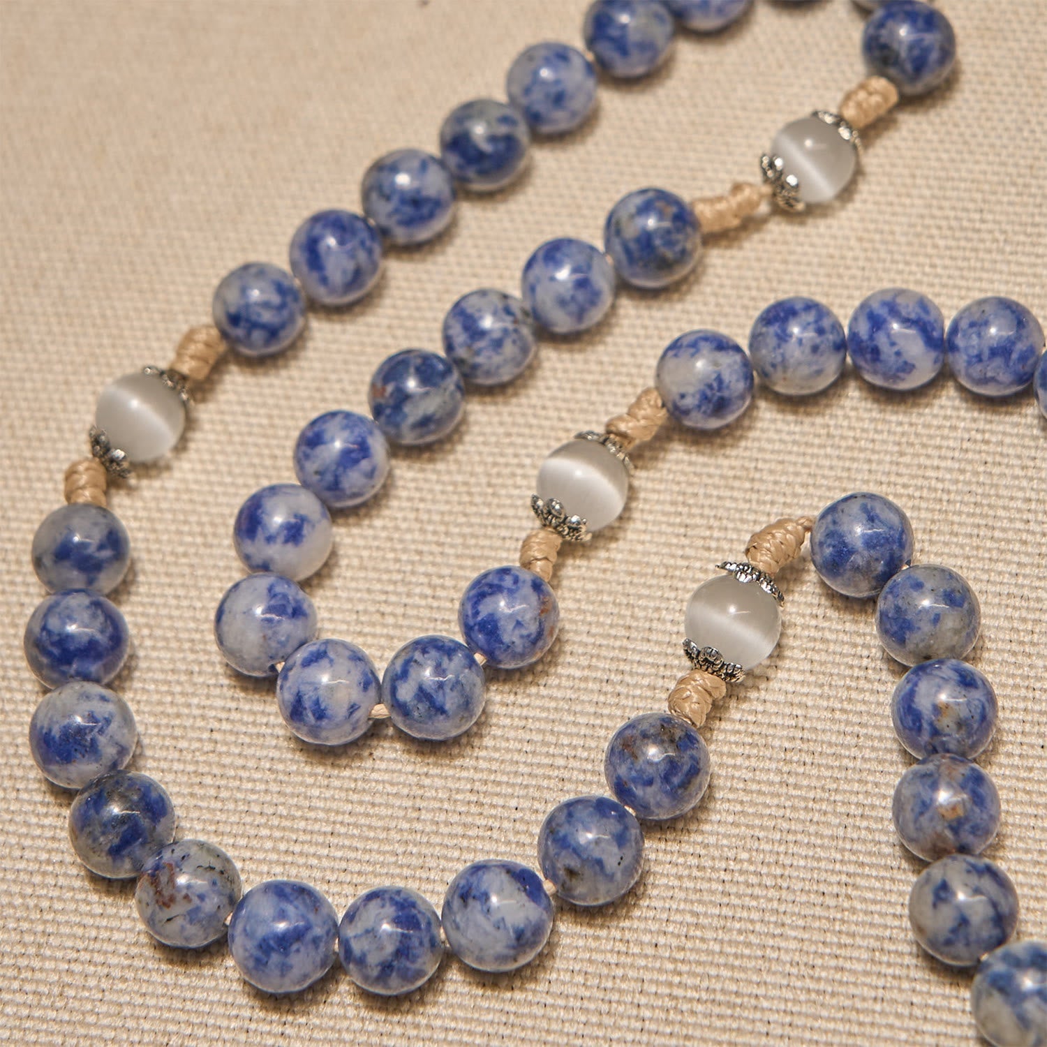 FREE Today: Immaculate Heart of Mary & Crucifix of 8 mm Round Blue Stone Nylon Cord Rosary