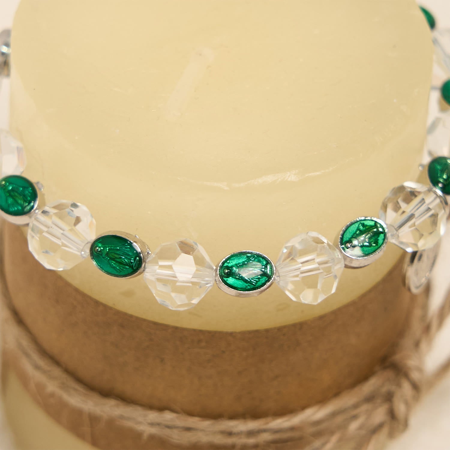 Christiandiscipleshop Clear Crystal Bracelet with Our Lady Pendant: Exclusive Sign of Faith and Blessing
