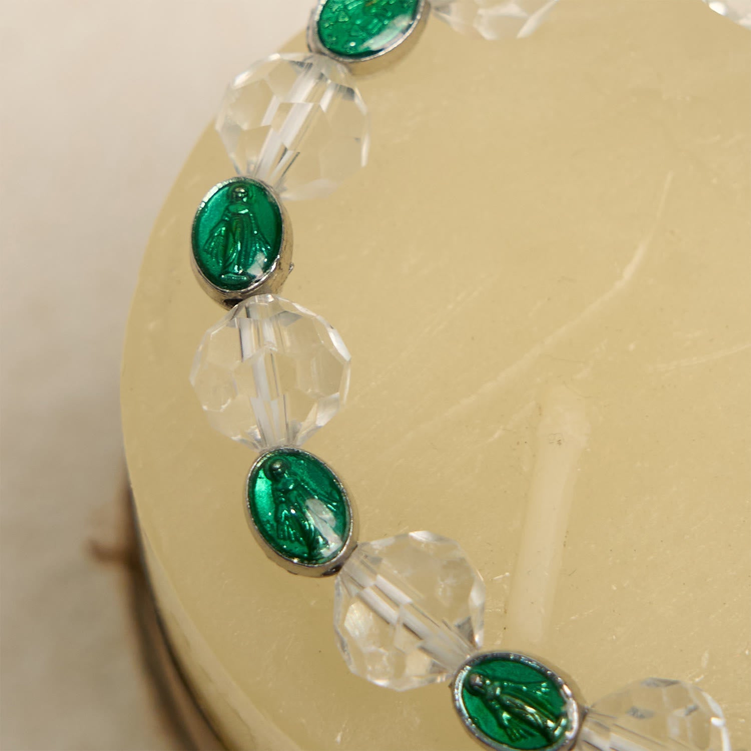 Christiandiscipleshop Clear Crystal Bracelet with Our Lady Pendant: Exclusive Sign of Faith and Blessing
