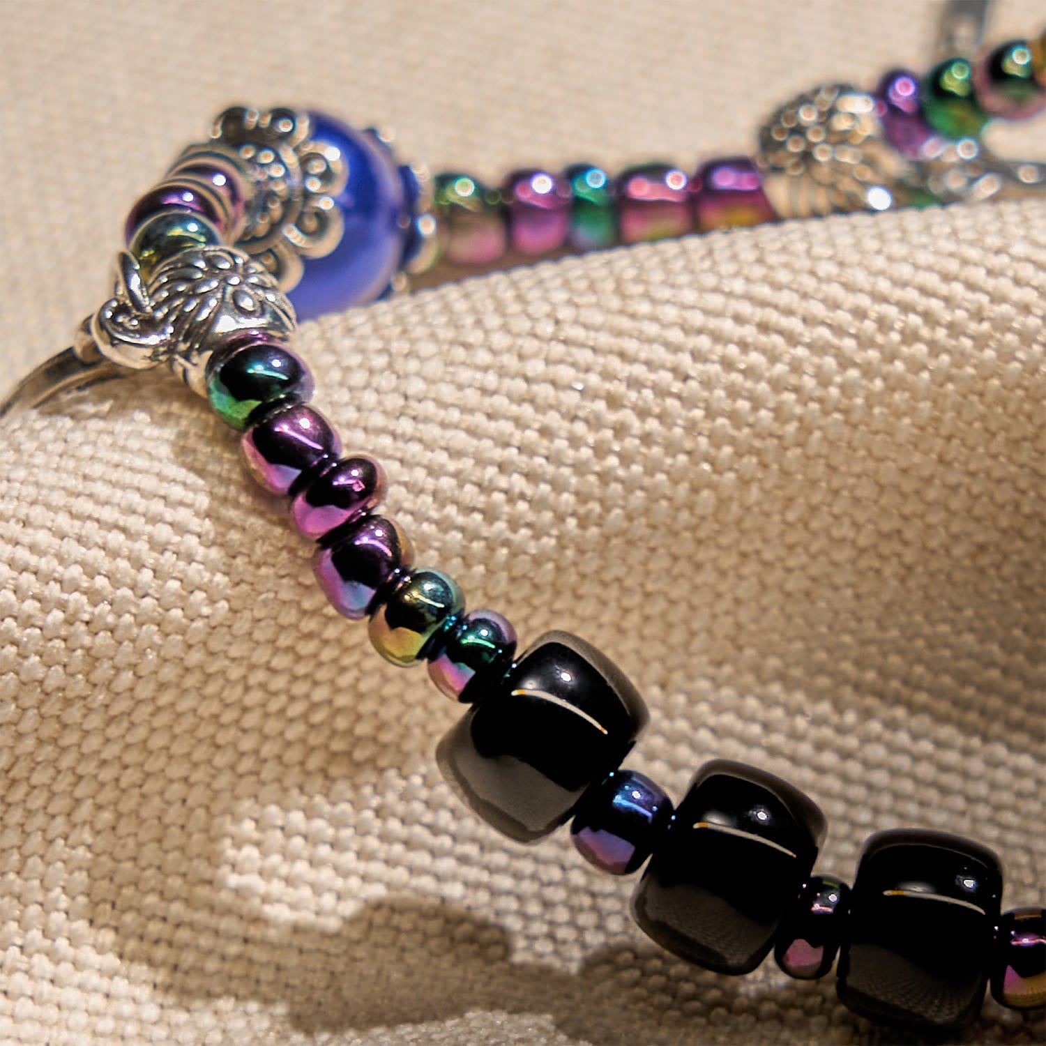 FREE Today: Ebony and Blue Agate with Our Lady Medal & Crucifix Bracelet