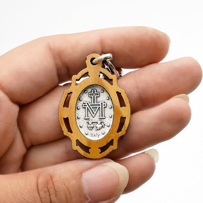 Christiandiscipleshop Enamel Double-Sided Miraculous Medal & Virgin Mary Keychain: Gleaming Symbol of Hope and Restoration