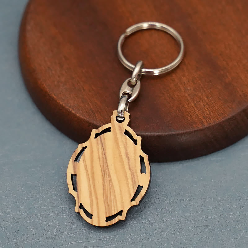 christiandiscipleshop Wooden Crafted St. Benedict Medal Keychain: Contemporary Badge of Spiritual Defense