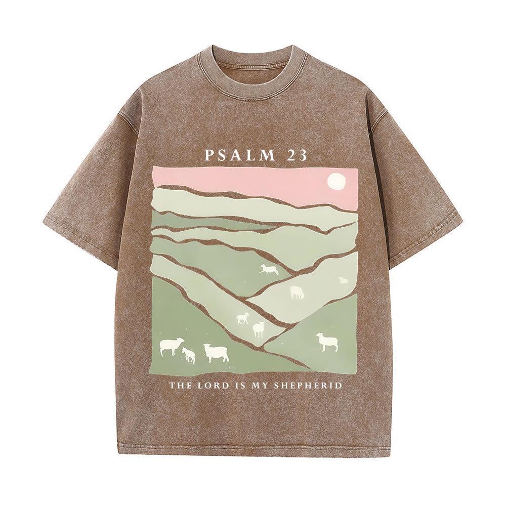 christiandiscipleshop The Lord Is My Shepherd Christian Unisex Washed T-Shirt