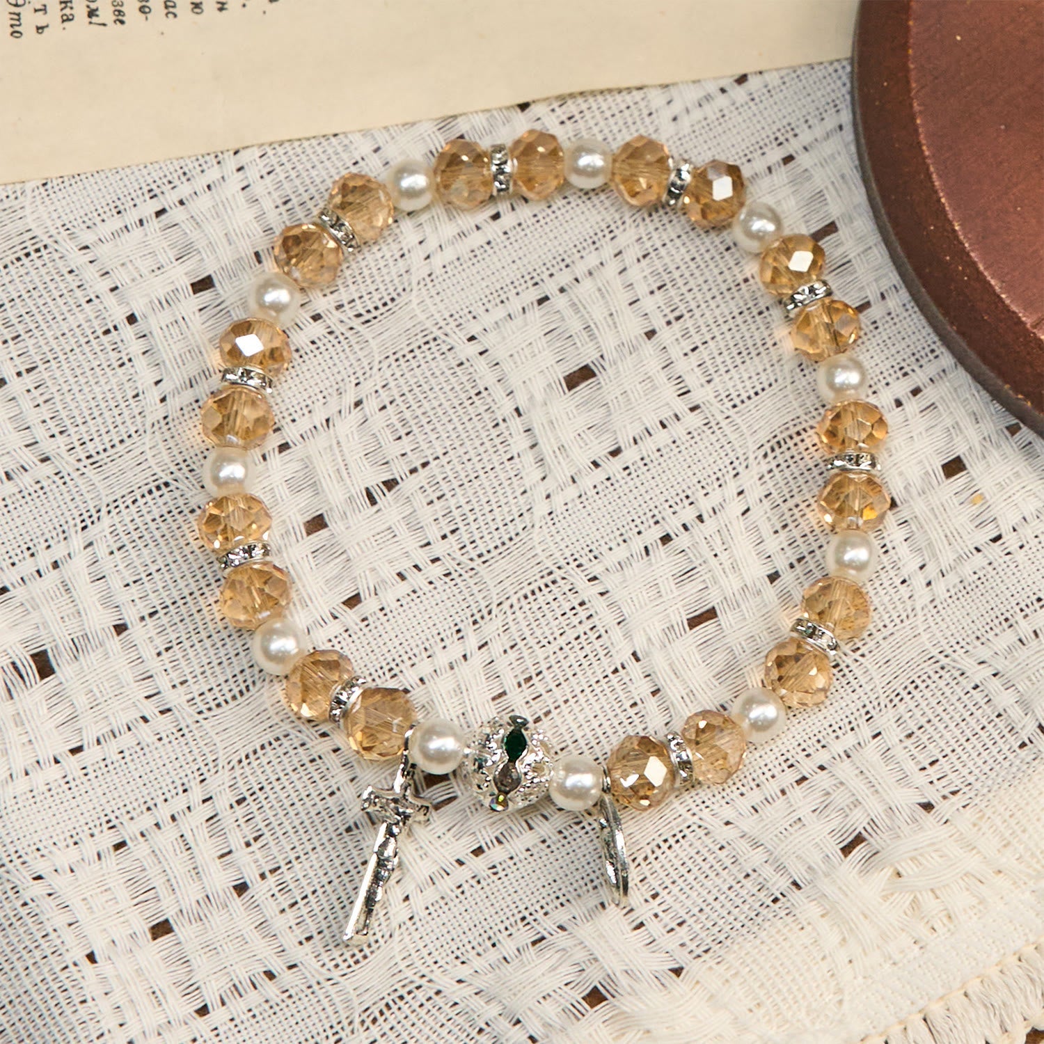 christiandiscipleshop Modern Clear Crystal Stretch Braceletwith Crucifix & Miraculous Medal: Contemporary Faith Statement