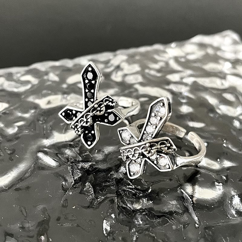 Christianartworkshop 2colors Modern Ring with Cross & Regal Crown: Bold Fusion of Faith and Royalty
