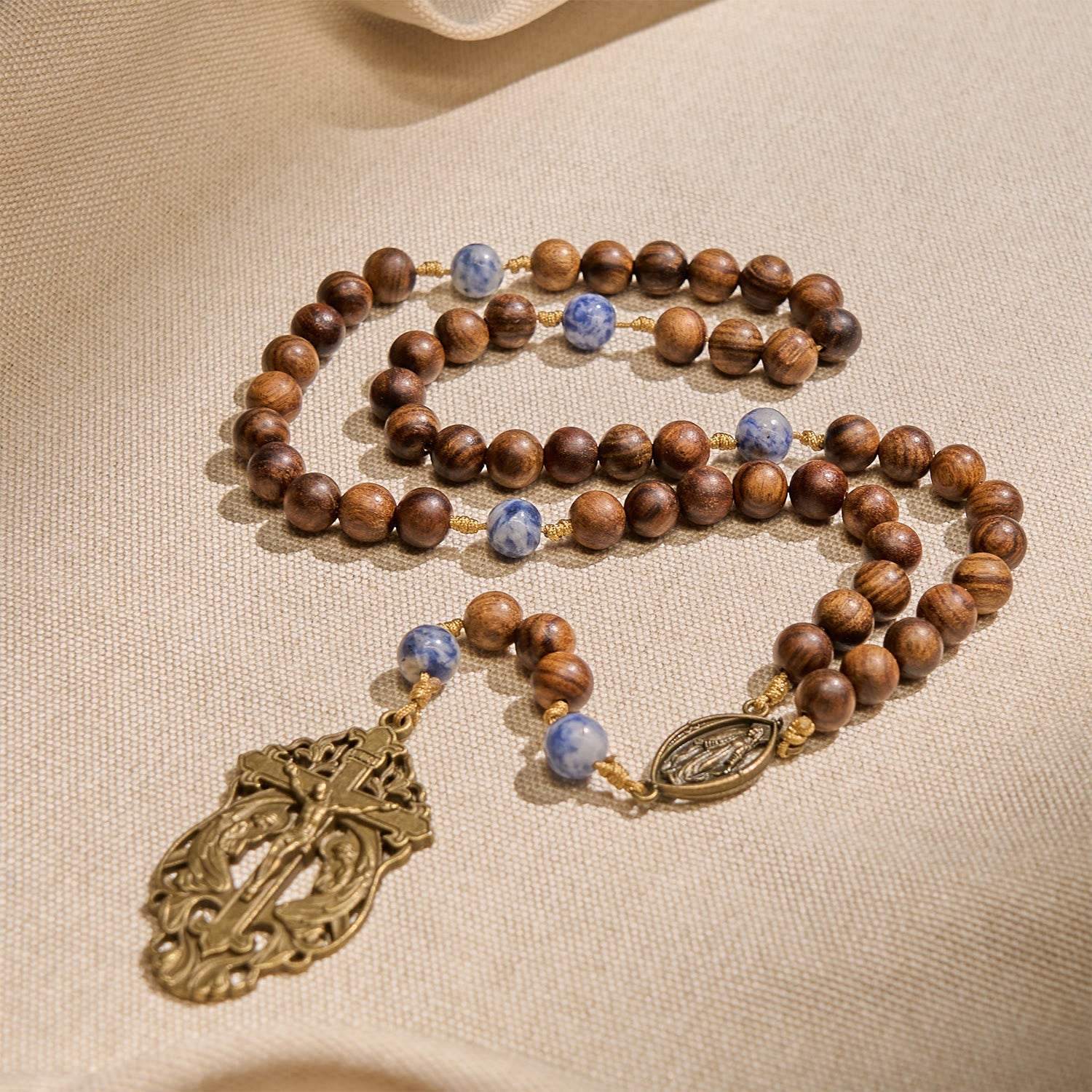 christiandiscipleshop Virgin Mary & Crucifix of Wooden and Ceramics Beads Blessed Devotion Rosary