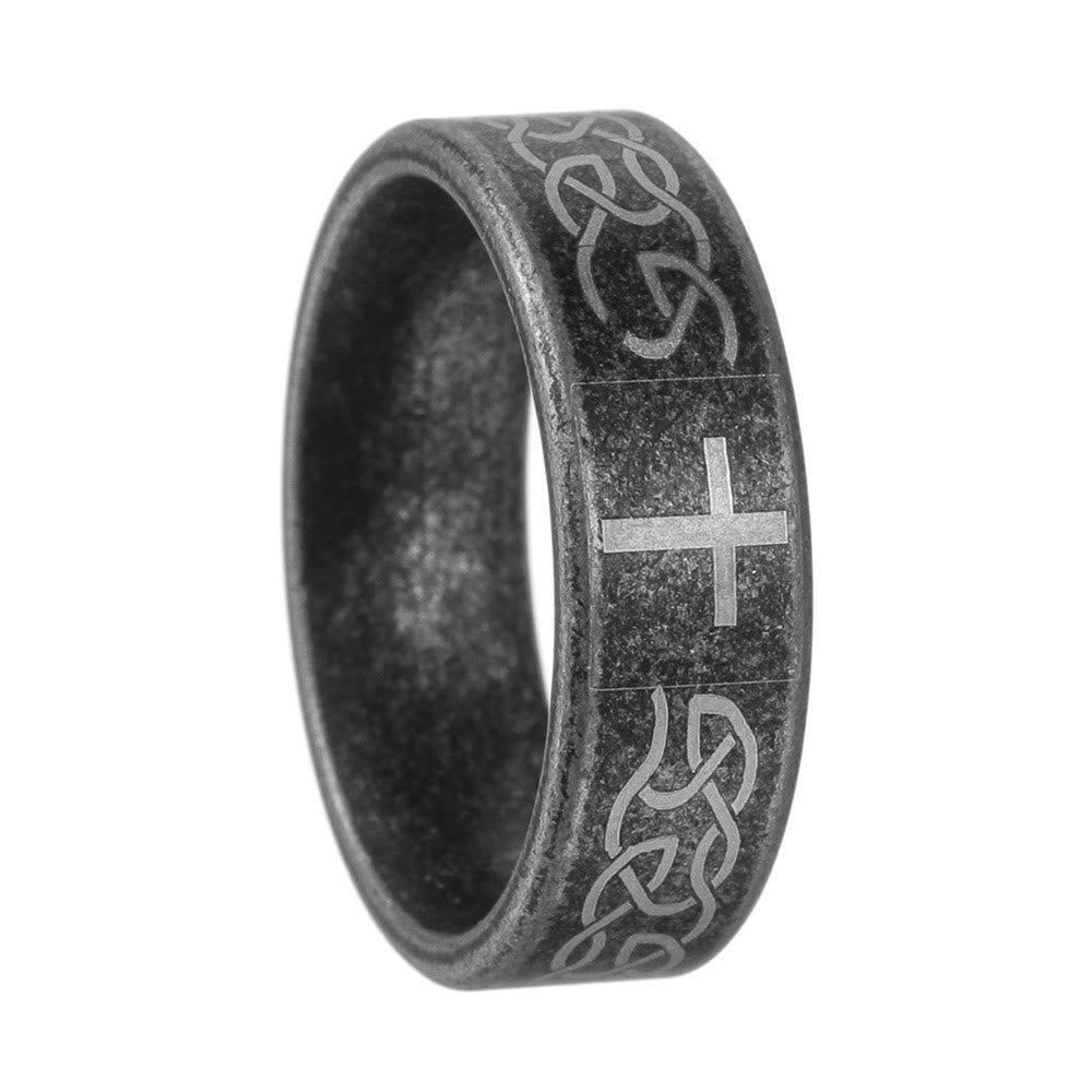 Christianartworkshop Artisanal Aged 925 Silver Ring with Celtic Knot & Cross: Expression of Faithful Identity