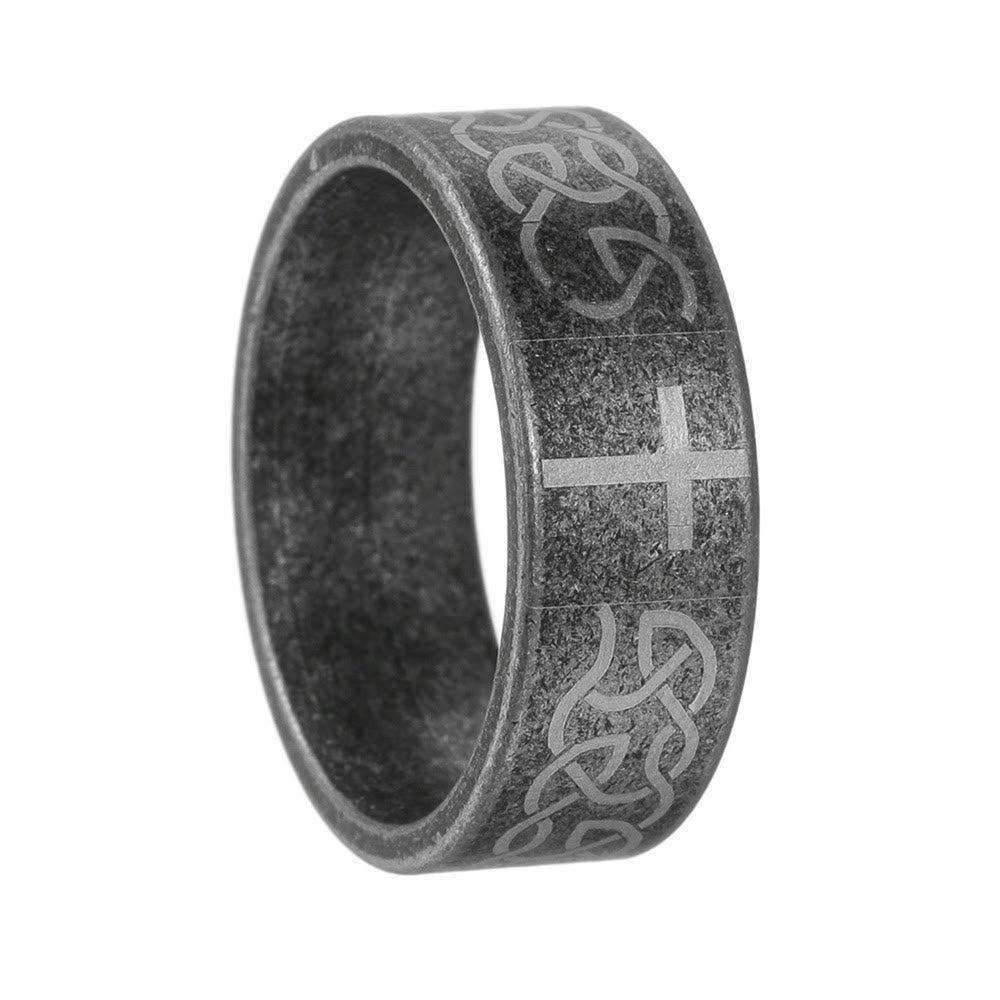 Christianartworkshop Artisanal Aged 925 Silver Ring with Celtic Knot & Cross: Expression of Faithful Identity