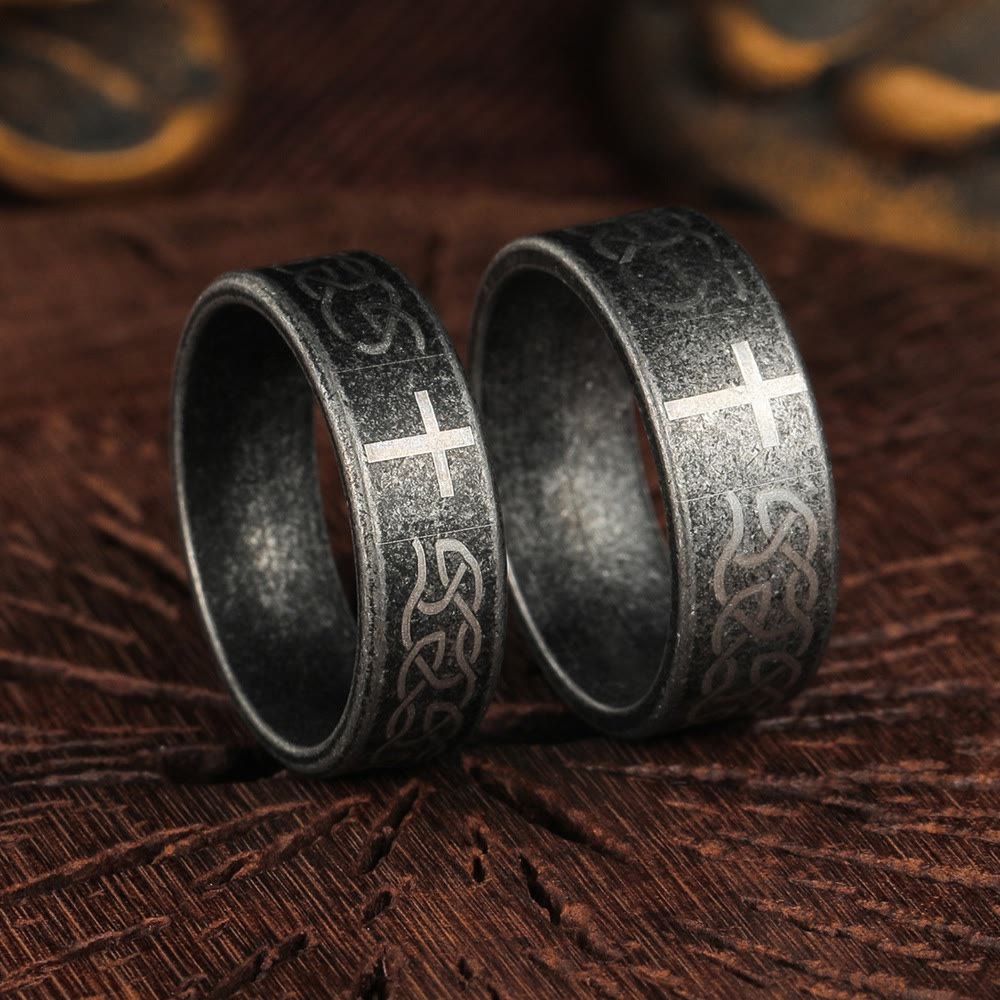 Christianartworkshop Artisanal Aged 925 Silver Ring with Celtic Knot & Cross: Expression of Faithful Identity