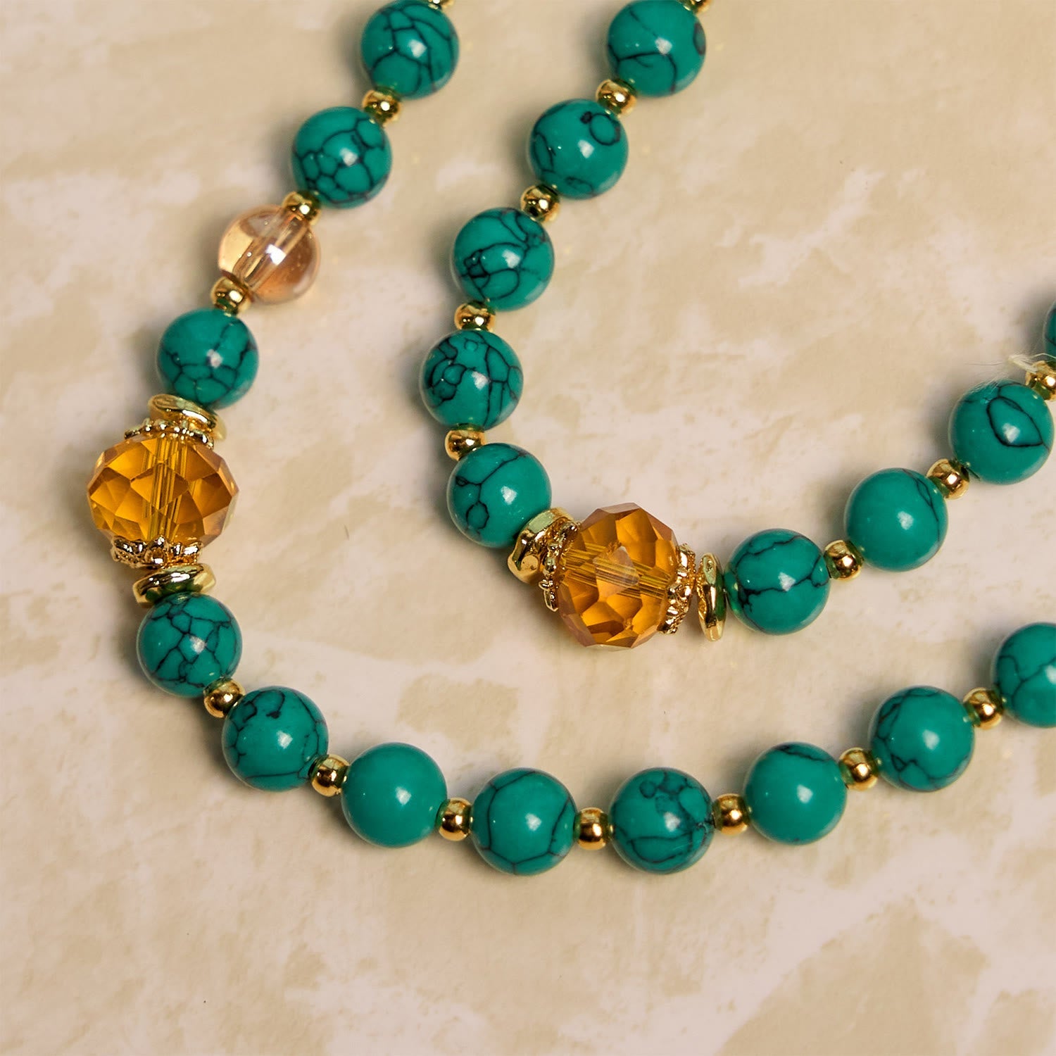 christiandiscipleshop Handcrafted Turquoise & Gold Alloy Rosary with Crucifix & St. Therese Medal: Graceful Spiritual Bond