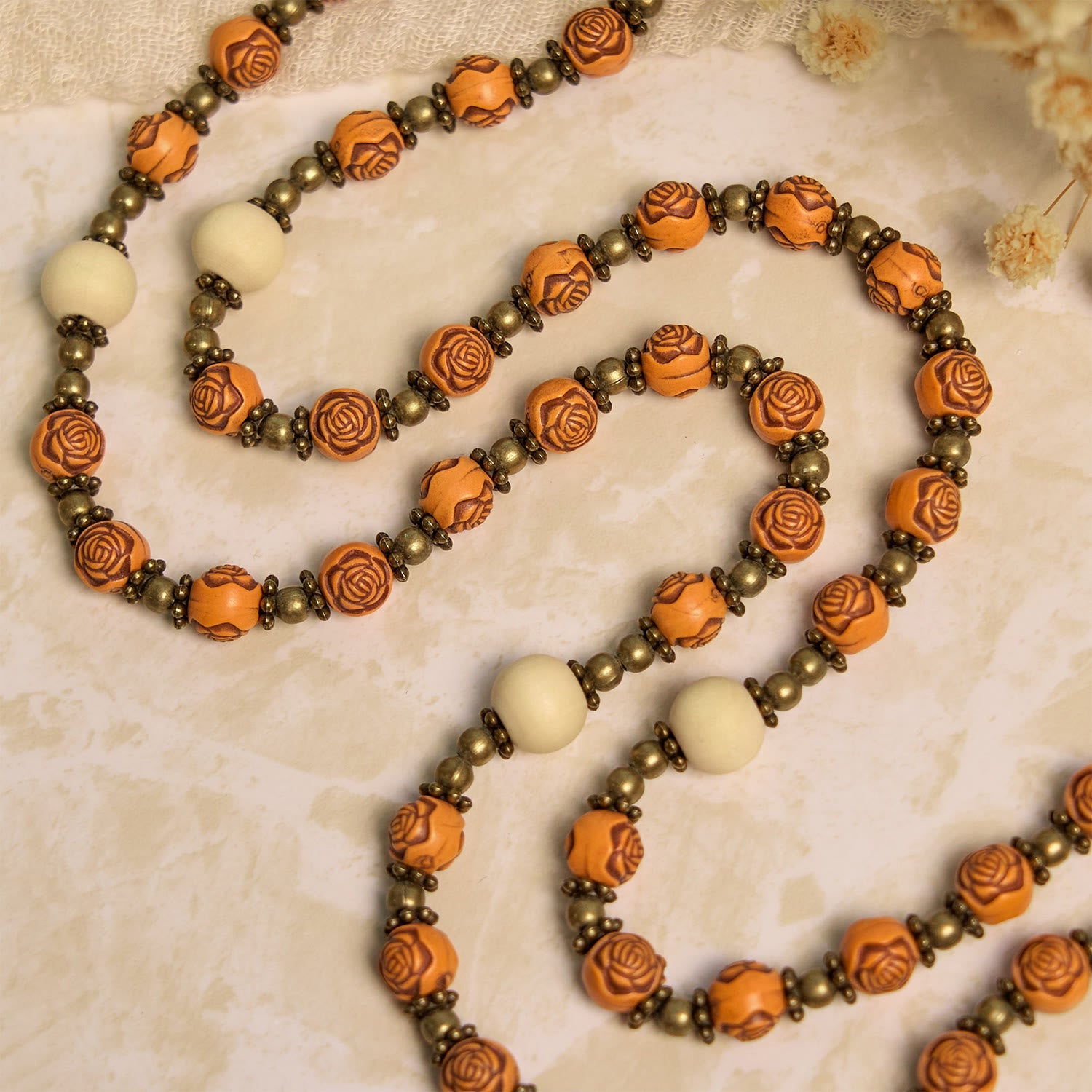 Christiandiscipleshop Exquisite Wooden Rose Beads with Bronze Crucifix & Miraculous Medal Rosary