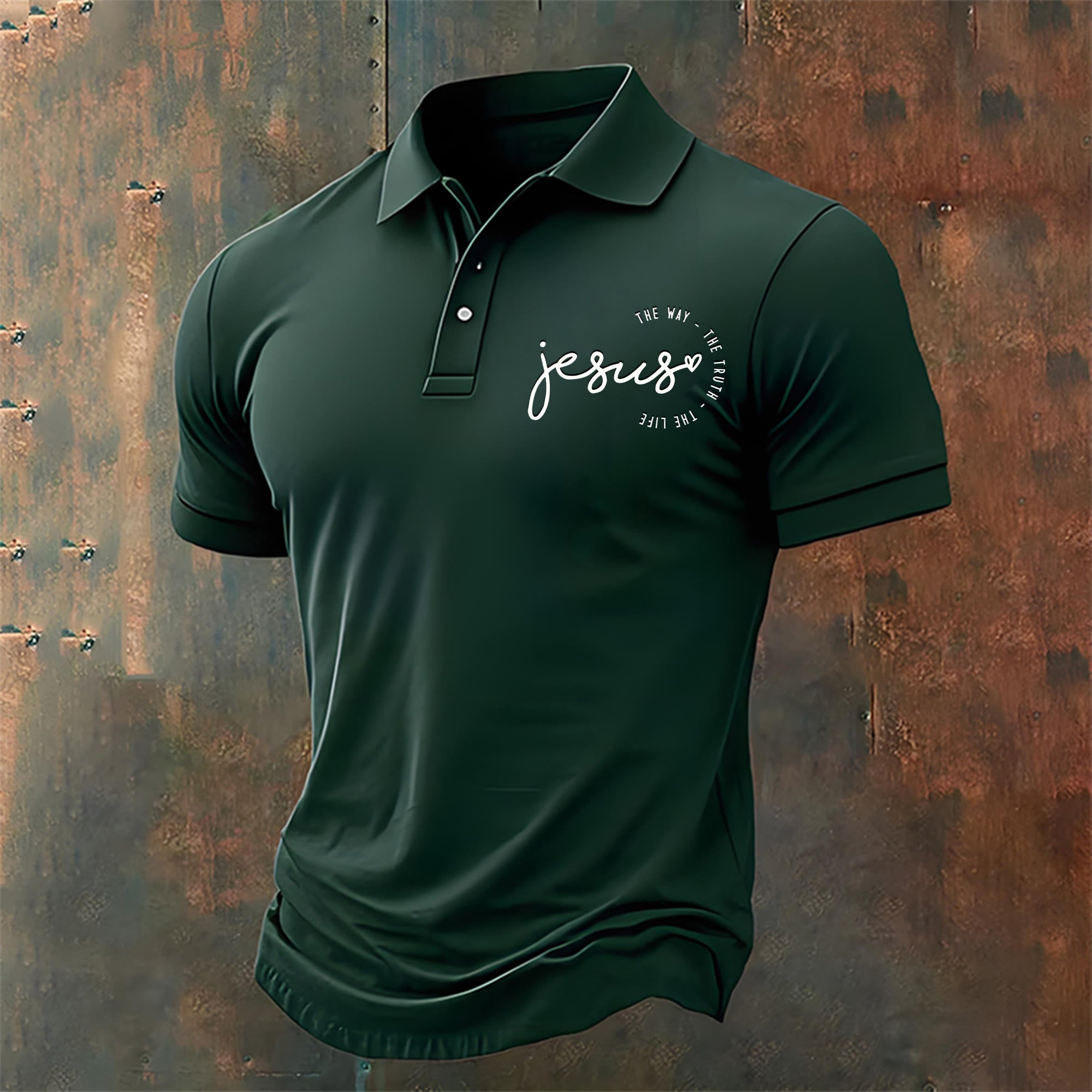 christiandiscipleshop Men's Jesus The Way The Truth The Life Print Casual Polo Shirt