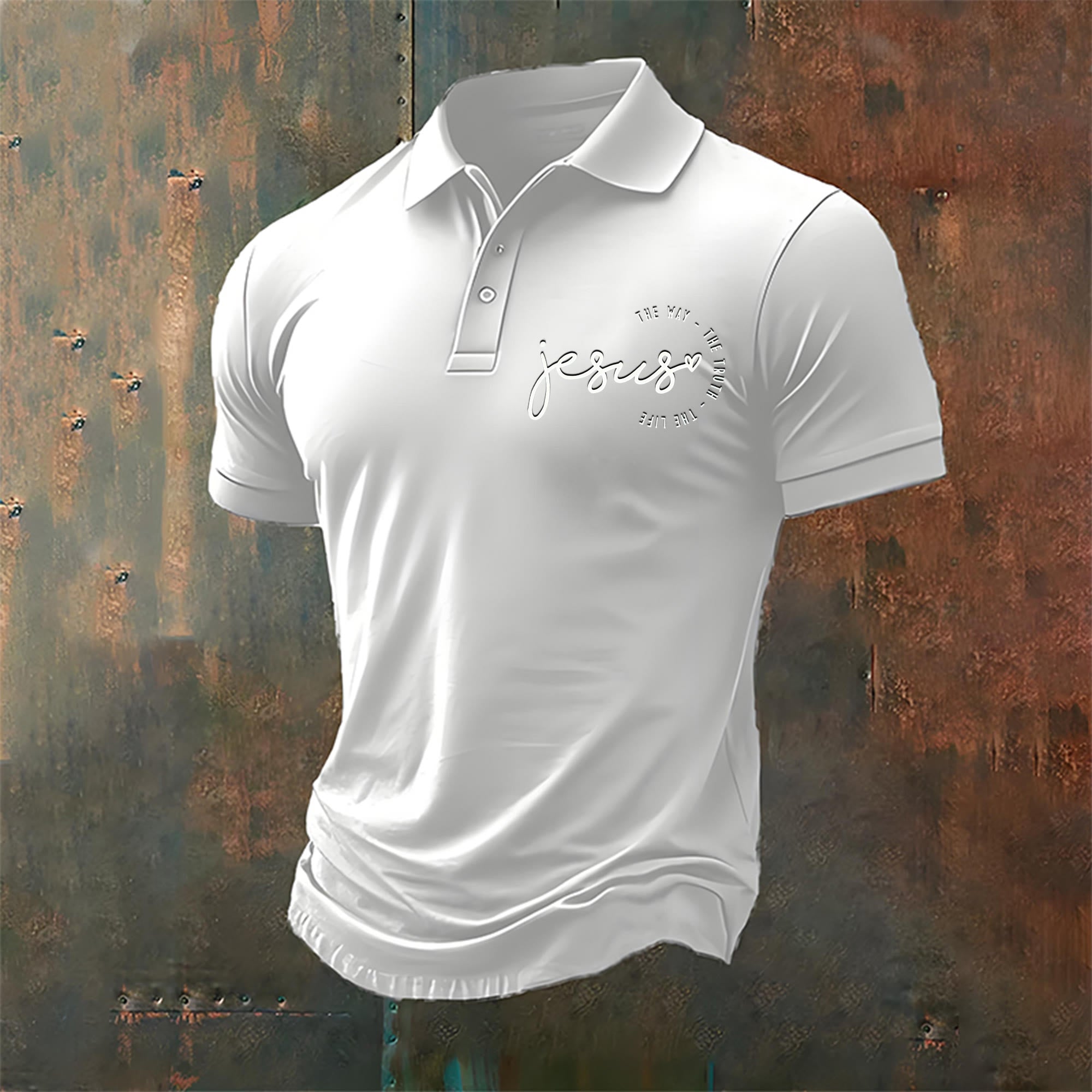 christiandiscipleshop Men's Jesus The Way The Truth The Life Print Casual Polo Shirt