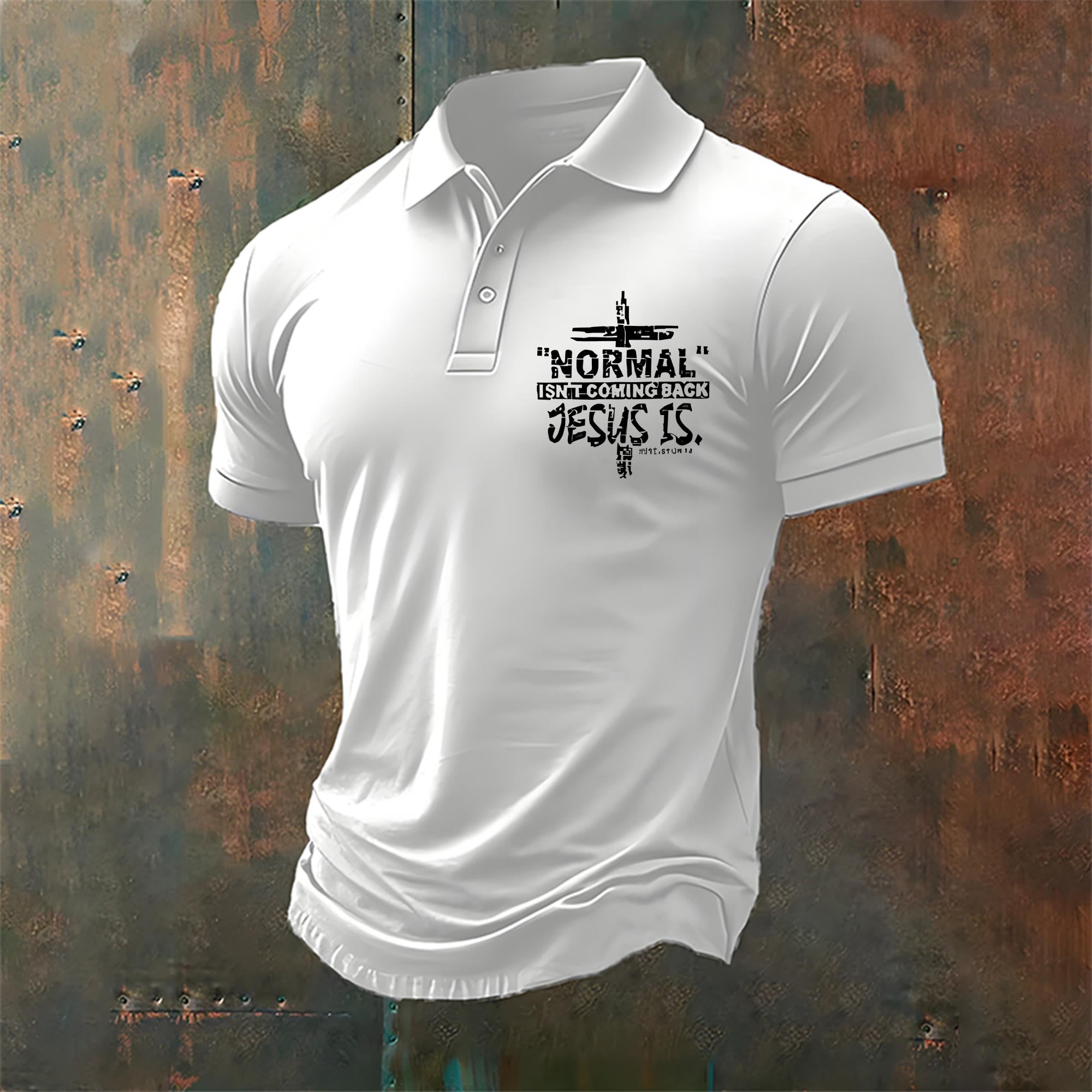 christiandiscipleshop Men's Normal isn't Coming Back Jesus is Casual Polo Shirt