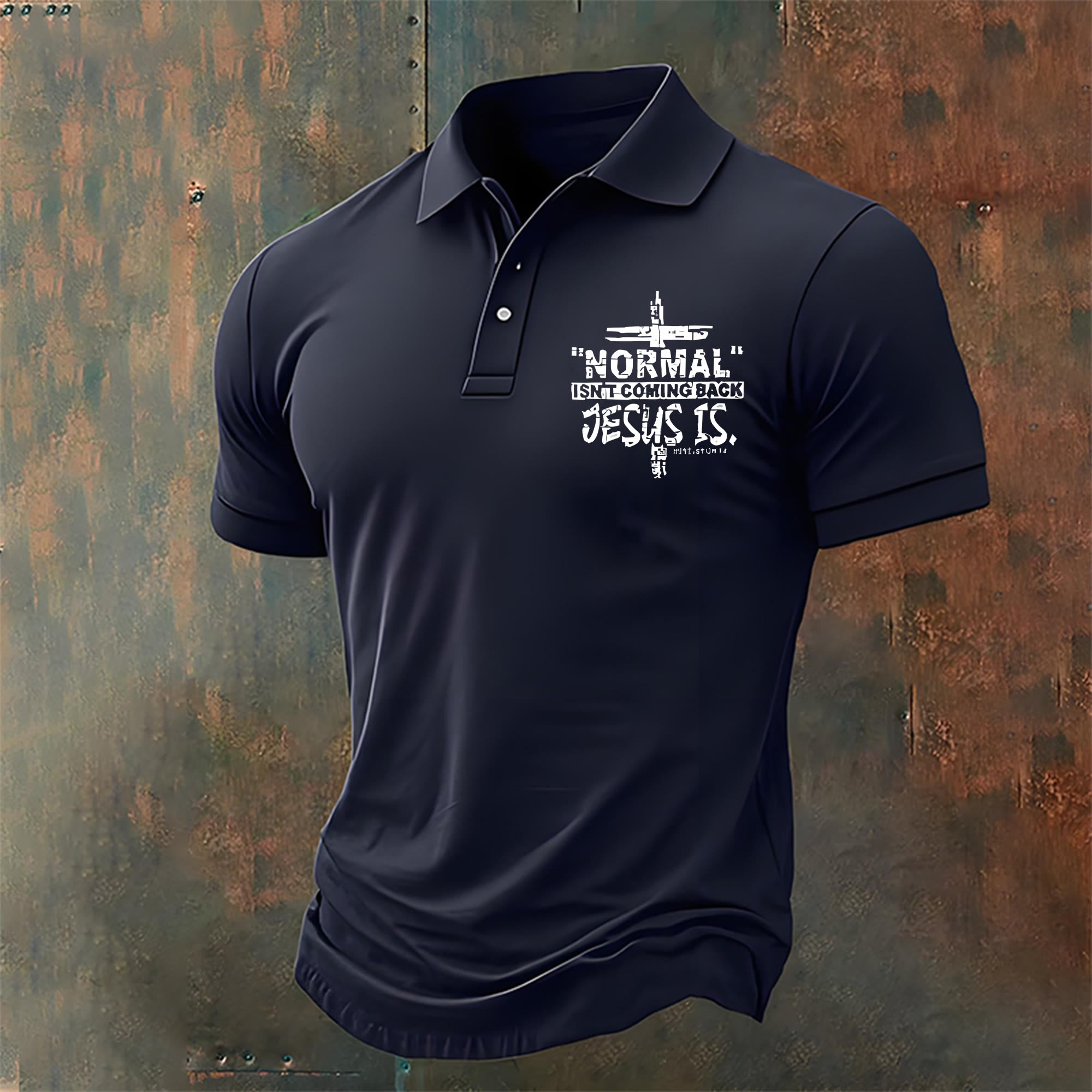 christiandiscipleshop Men's Normal isn't Coming Back Jesus is Casual Polo Shirt