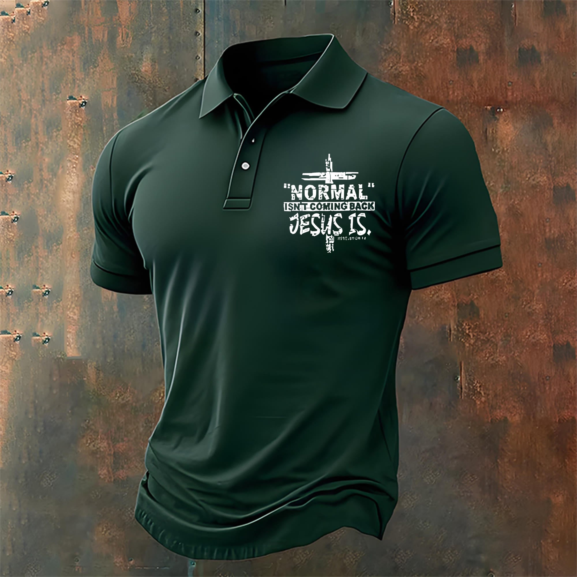 christiandiscipleshop Men's Normal isn't Coming Back Jesus is Casual Polo Shirt