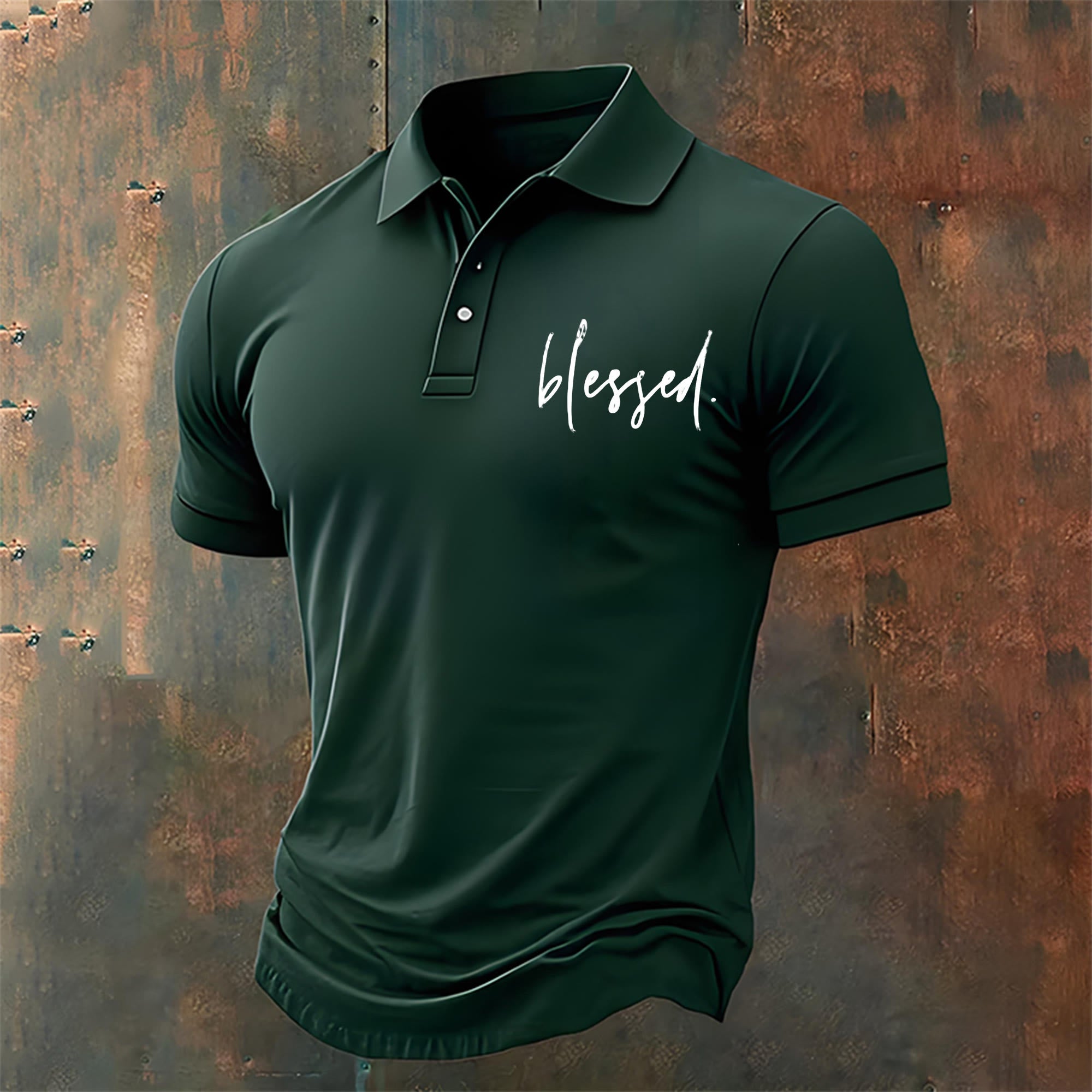 christiandiscipleshop Men's Blessed-Themed Casual Polo Shirt