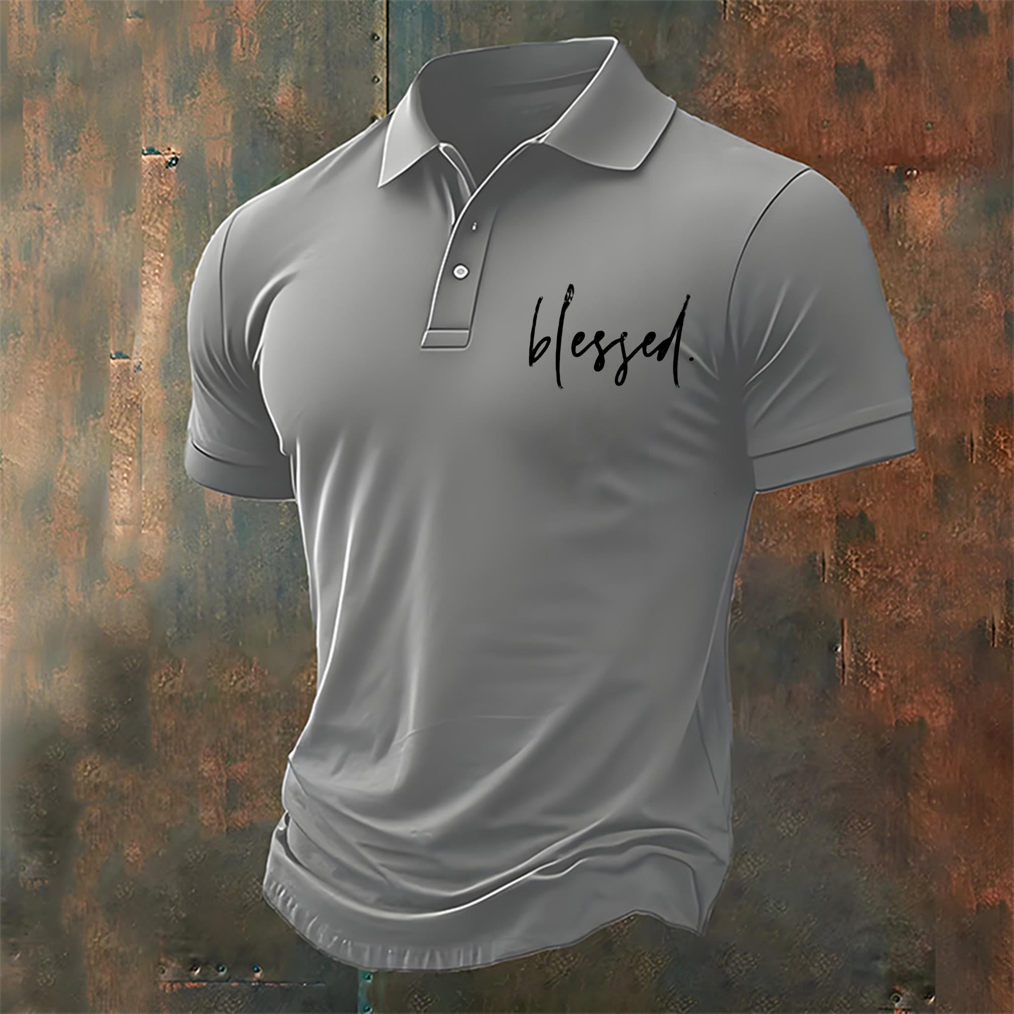 christiandiscipleshop Men's Blessed-Themed Casual Polo Shirt
