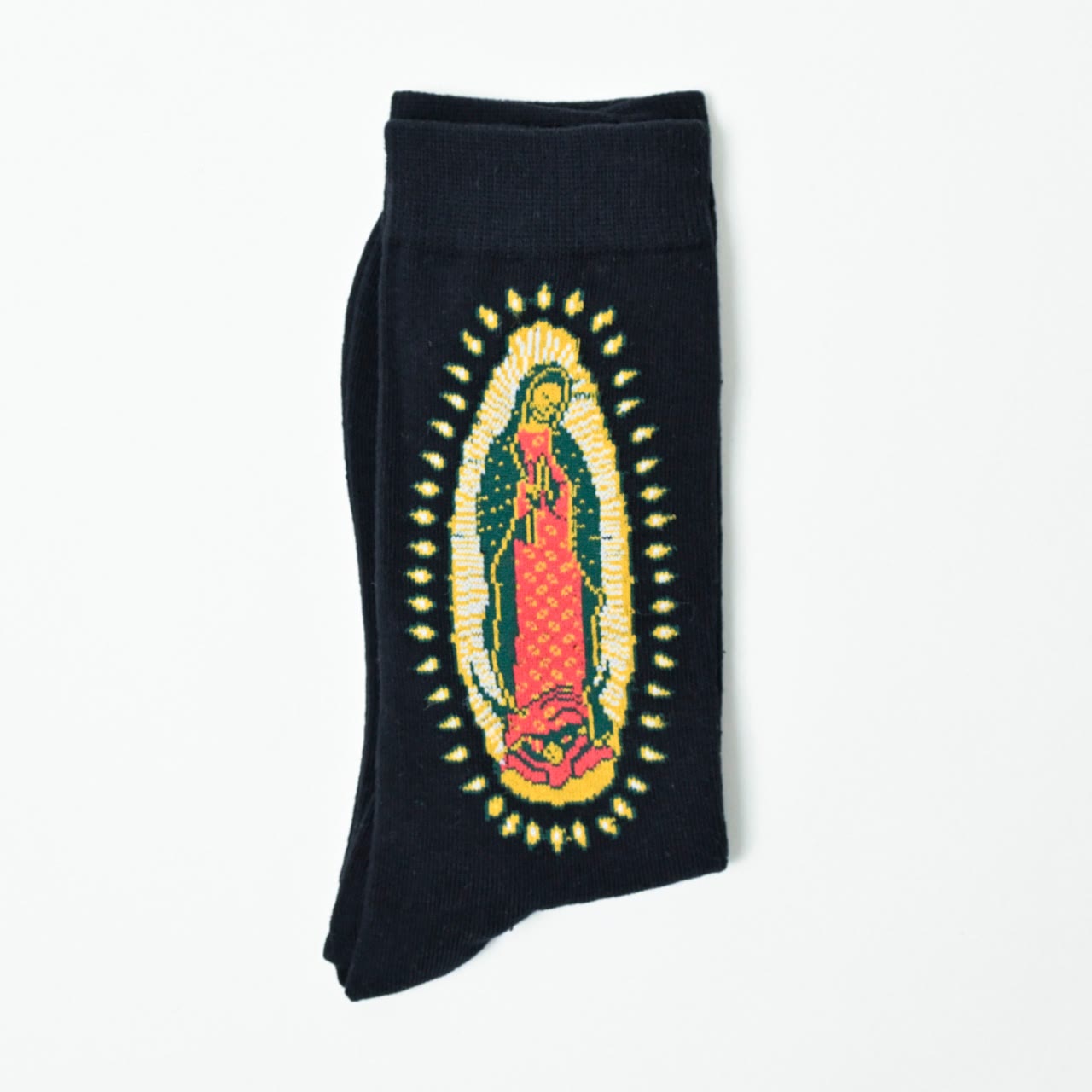 Christianartworkshop Black Virgin of Guadalupe Religious Crew Socks: Retro Design, Exclusive Faith Flair