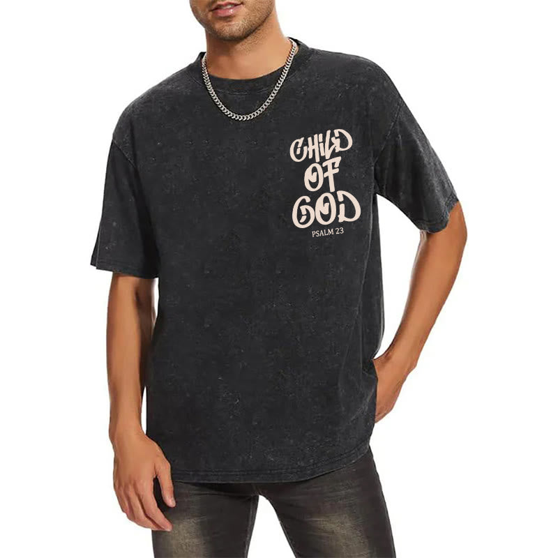 Christianartworkshop Chic Spiritual Child of God Psalm 23 Unisex Washed T-Shirt