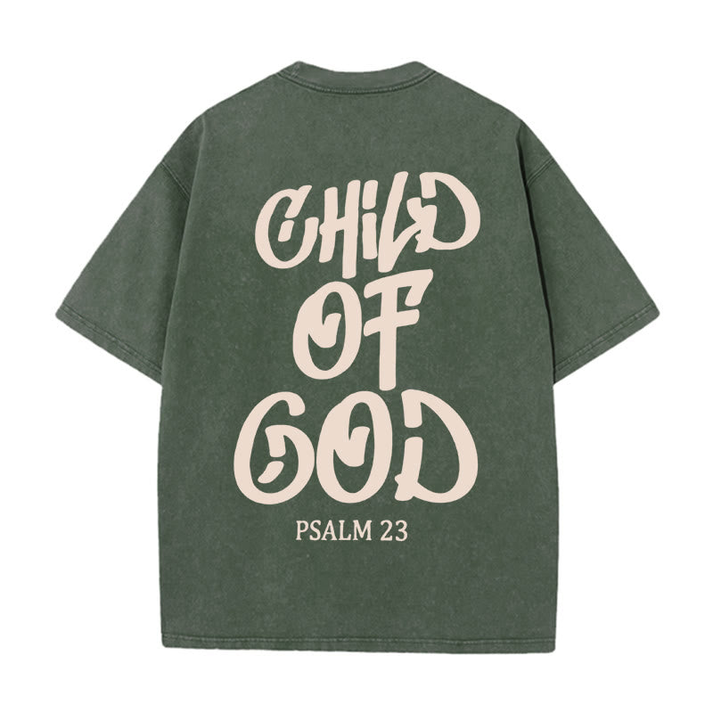 Christianartworkshop Chic Spiritual Child of God Psalm 23 Unisex Washed T-Shirt