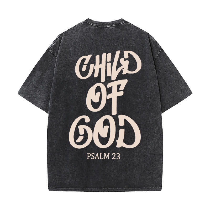 Christianartworkshop Chic Spiritual Child of God Psalm 23 Unisex Washed T-Shirt