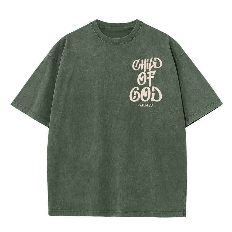 Christianartworkshop Chic Spiritual Child of God Psalm 23 Unisex Washed T-Shirt
