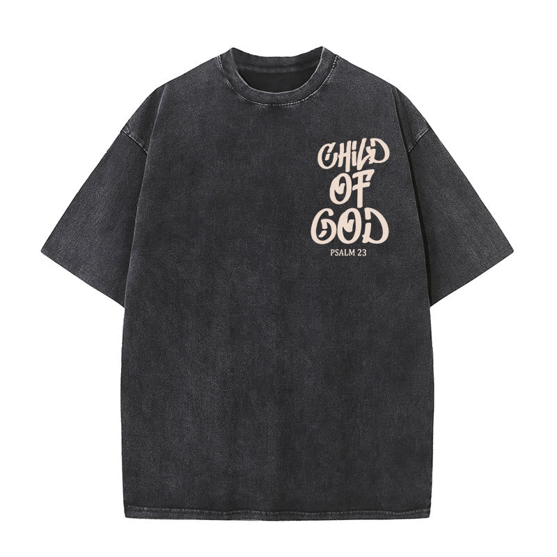 Christianartworkshop Chic Spiritual Child of God Psalm 23 Unisex Washed T-Shirt