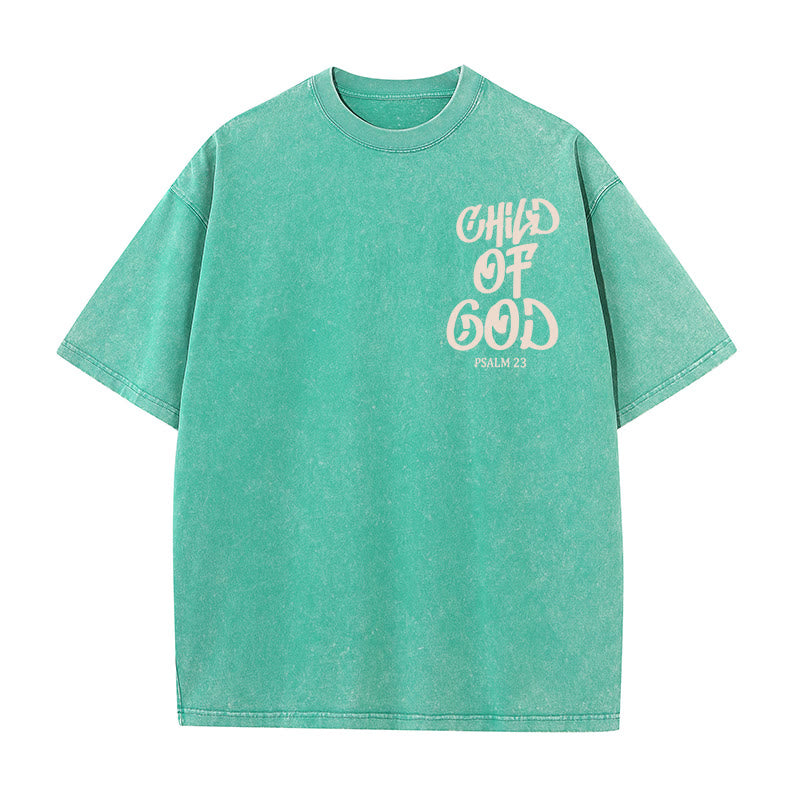 Christianartworkshop Chic Spiritual Child of God Psalm 23 Unisex Washed T-Shirt