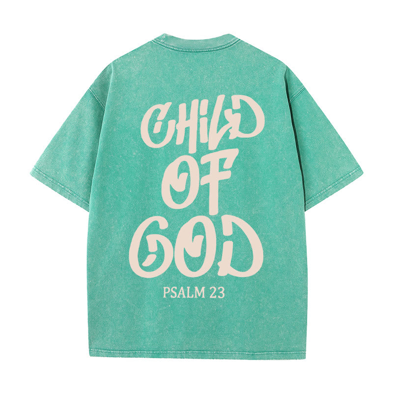 Christianartworkshop Chic Spiritual Child of God Psalm 23 Unisex Washed T-Shirt