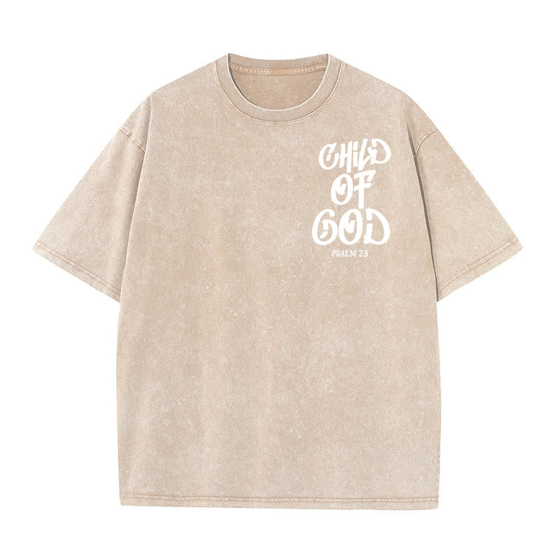 Christianartworkshop Chic Spiritual Child of God Psalm 23 Unisex Washed T-Shirt
