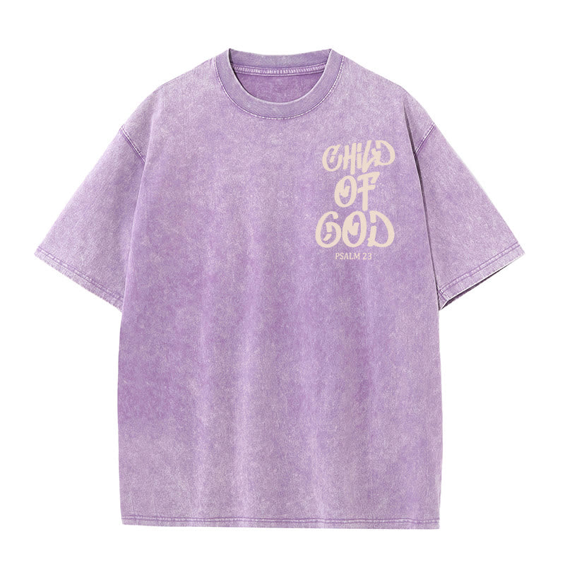 Christianartworkshop Chic Spiritual Child of God Psalm 23 Unisex Washed T-Shirt