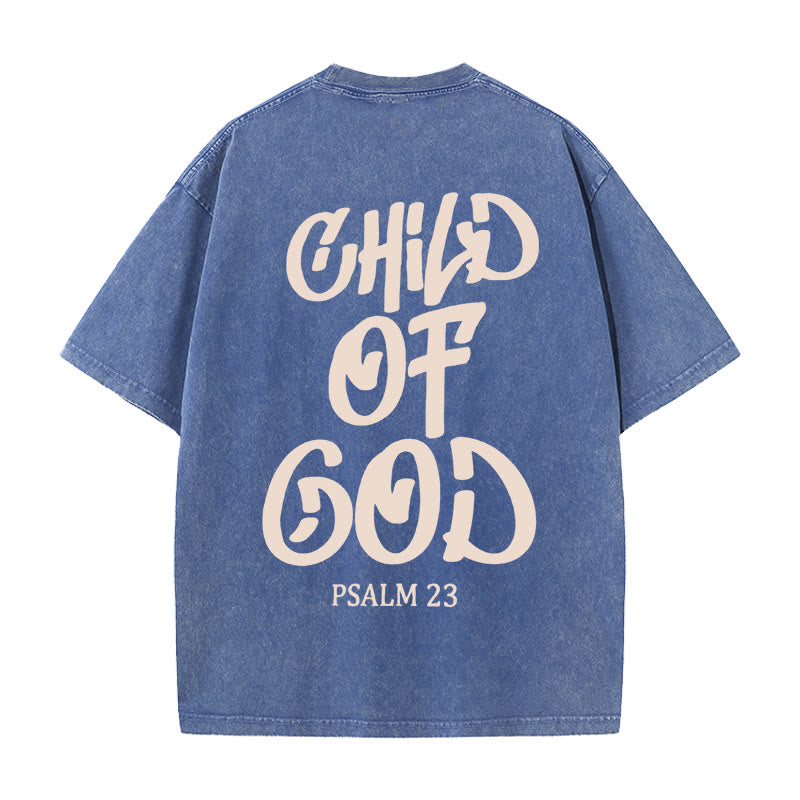 Christianartworkshop Chic Spiritual Child of God Psalm 23 Unisex Washed T-Shirt