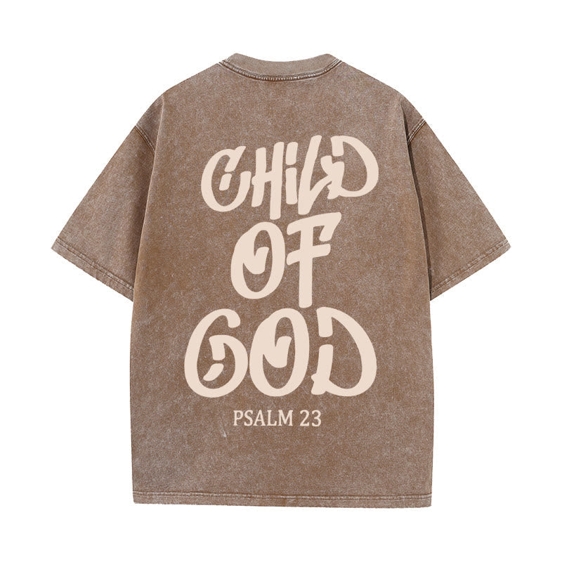 Christianartworkshop Chic Spiritual Child of God Psalm 23 Unisex Washed T-Shirt