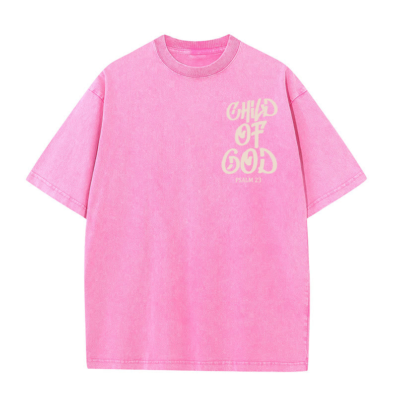 Christianartworkshop Chic Spiritual Child of God Psalm 23 Unisex Washed T-Shirt