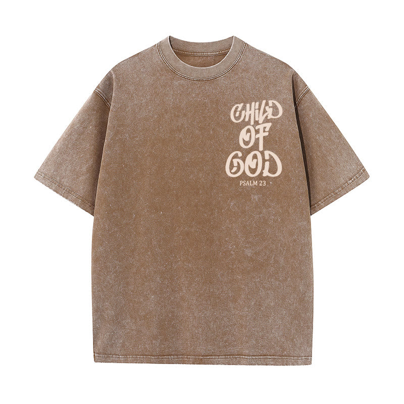 Christianartworkshop Chic Spiritual Child of God Psalm 23 Unisex Washed T-Shirt