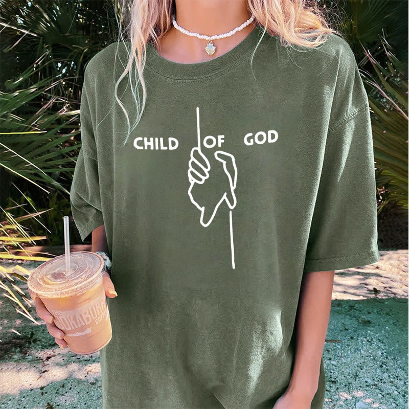 Christianartworkshop Artistic Child of God Unisex Washed T-Shirt: Hand - Cross Design and Eternal Faith