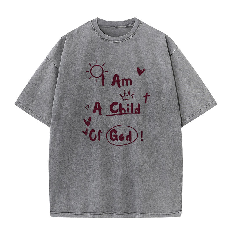 christiandiscipleshop Vibrant Doodle Style I am a child of God Washed T-Shirt