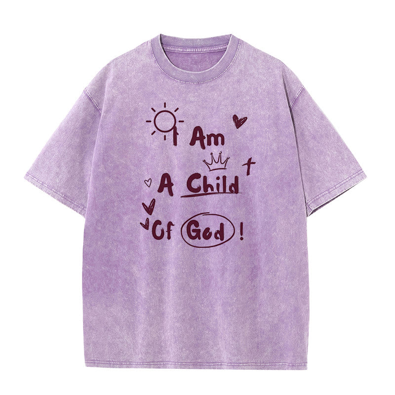christiandiscipleshop Vibrant Doodle Style I am a child of God Washed T-Shirt