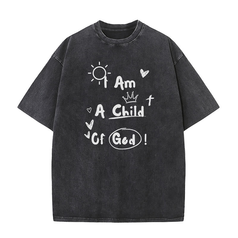 christiandiscipleshop Vibrant Doodle Style I am a child of God Washed T-Shirt
