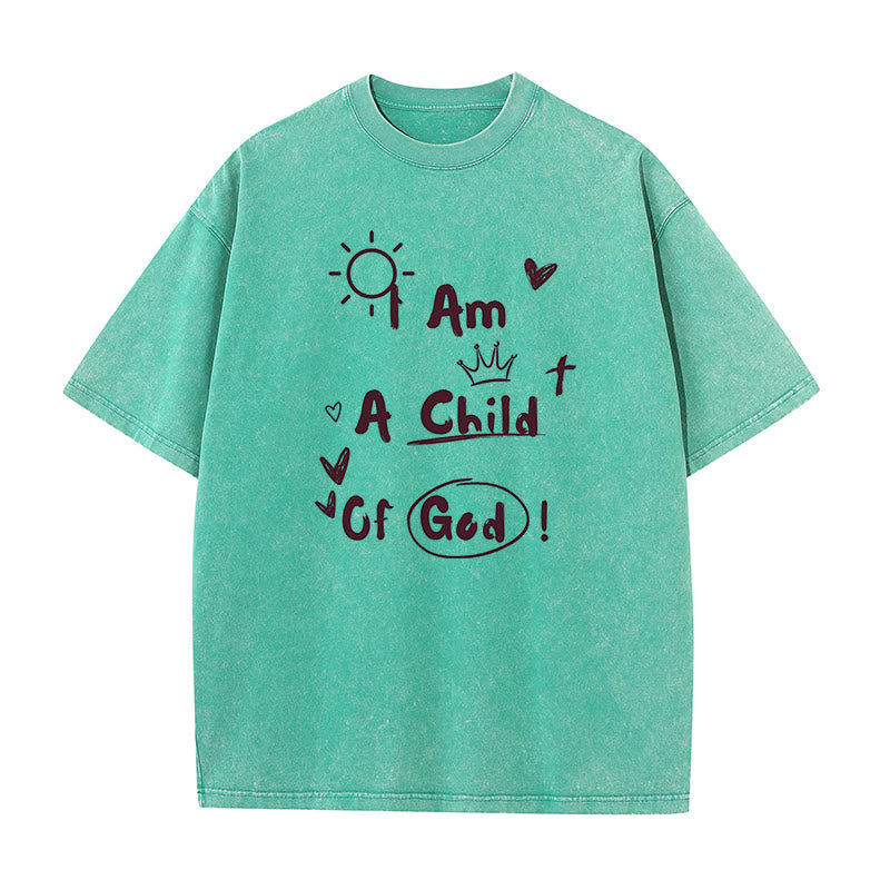 christiandiscipleshop Vibrant Doodle Style I am a child of God Washed T-Shirt