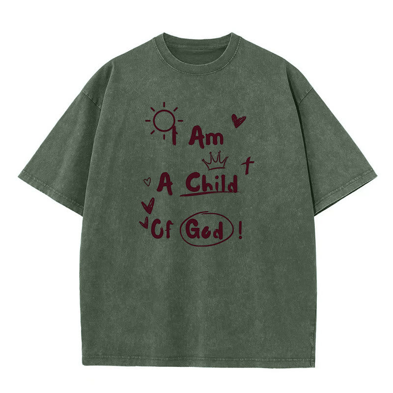 christiandiscipleshop Vibrant Doodle Style I am a child of God Washed T-Shirt