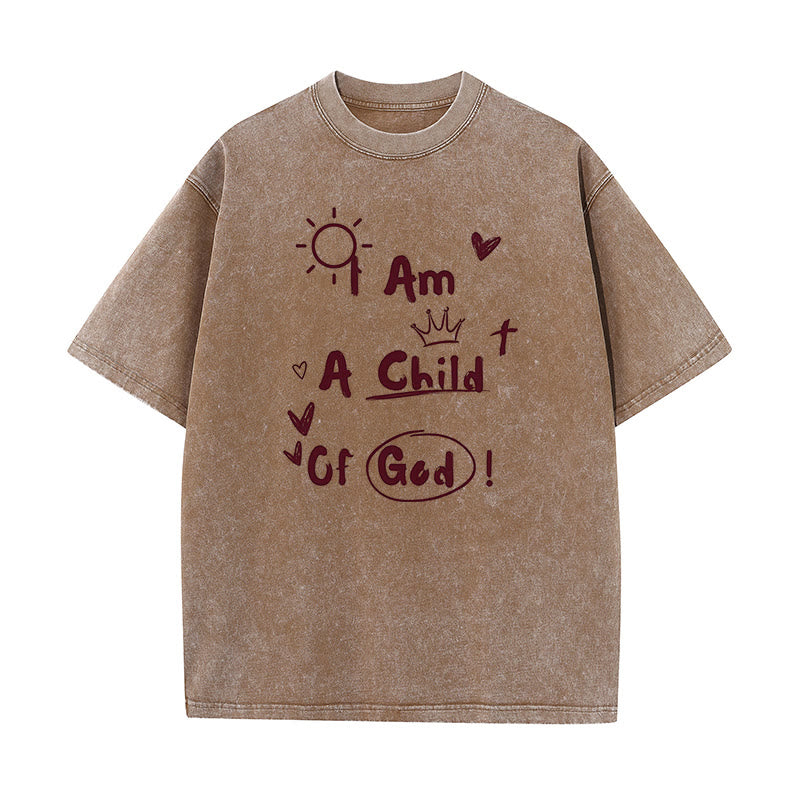 christiandiscipleshop Vibrant Doodle Style I am a child of God Washed T-Shirt