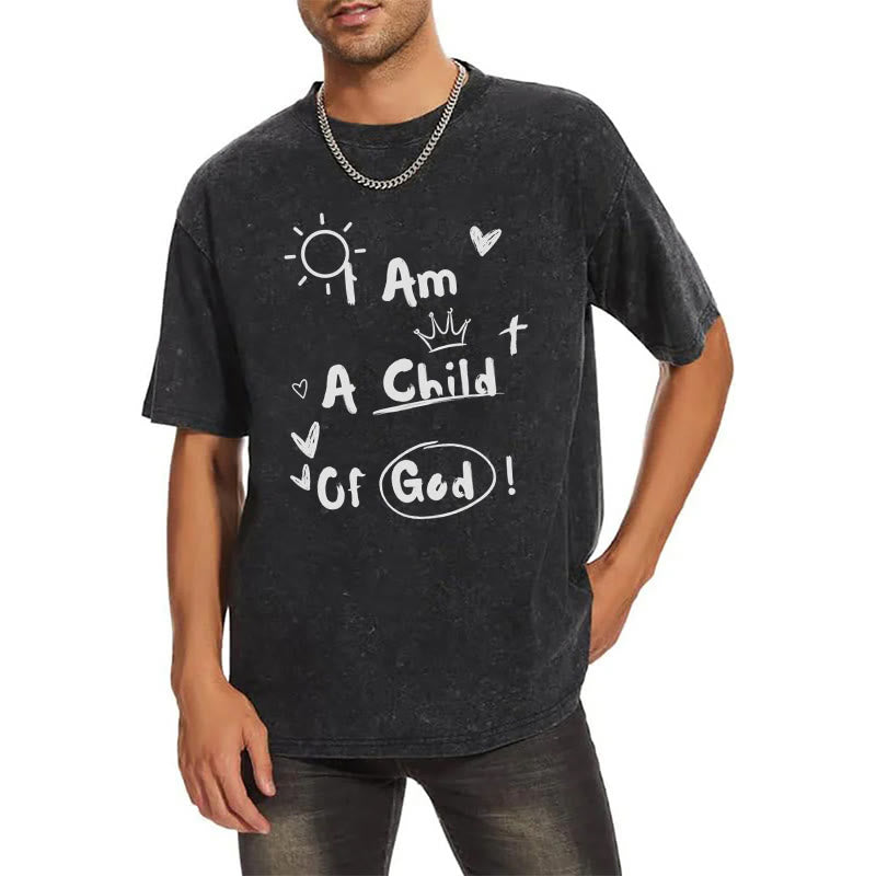 christiandiscipleshop Vibrant Doodle Style I am a child of God Washed T-Shirt