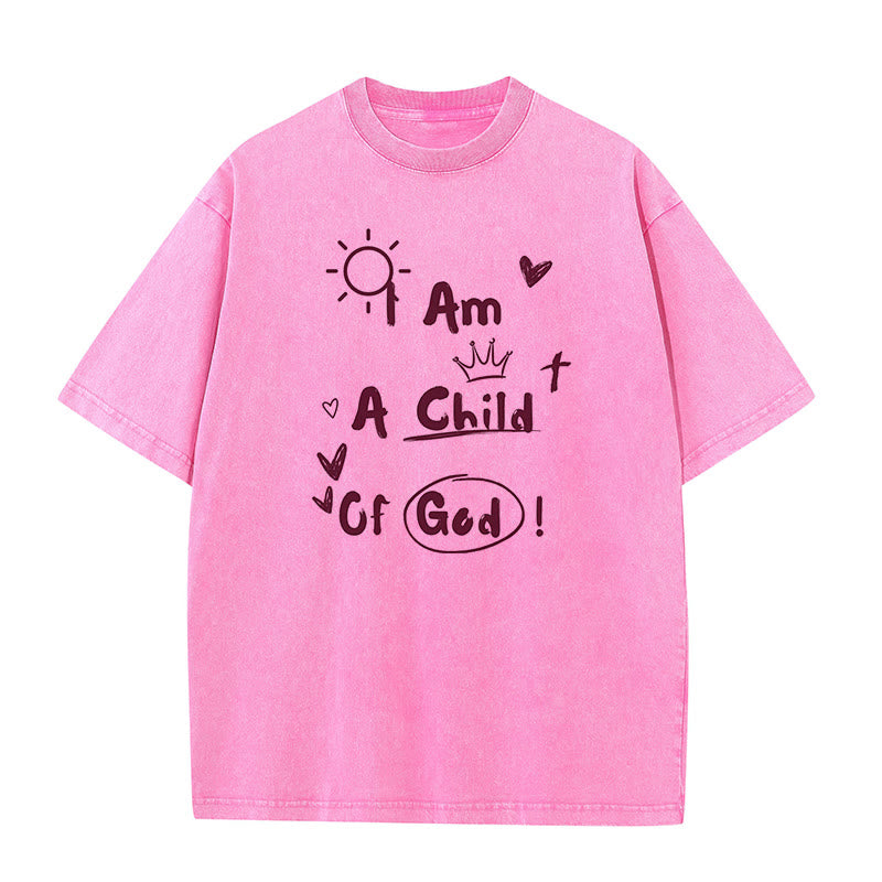 christiandiscipleshop Vibrant Doodle Style I am a child of God Washed T-Shirt